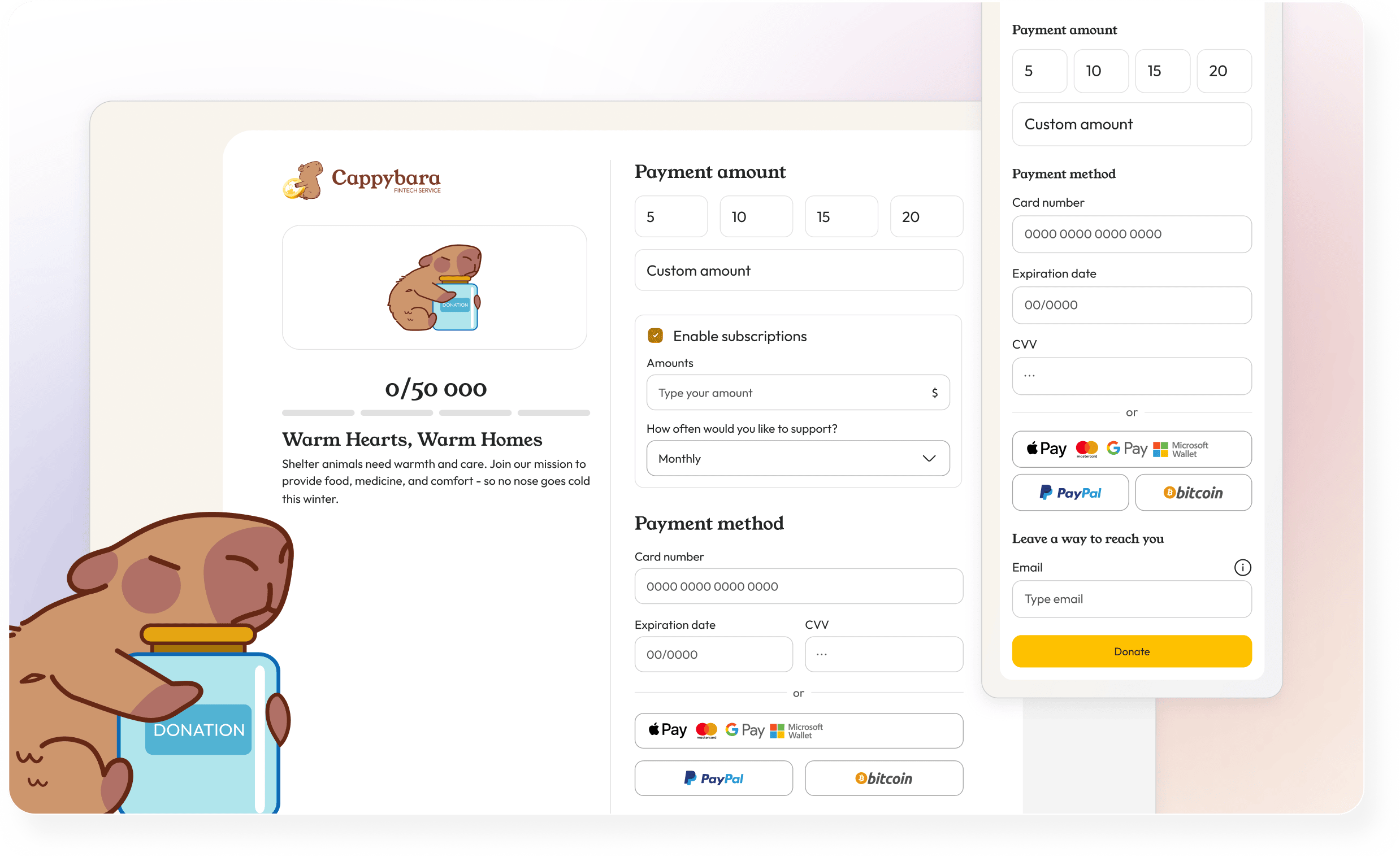 A simple way for Organizations, and Services to earn support and income — all in one place.