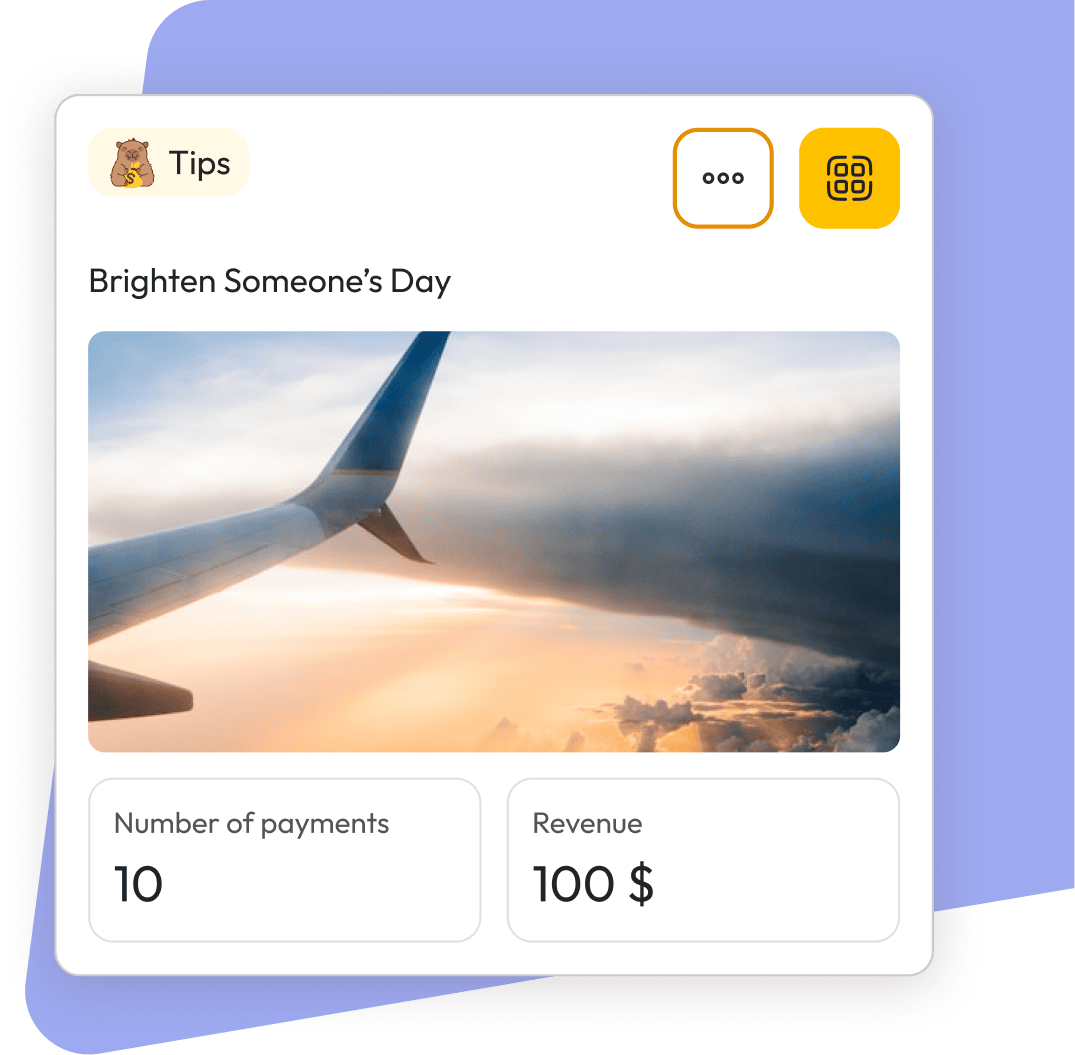 Start receiving tips instantly - Let customers scan and tip you in seconds - no cash, no apps required